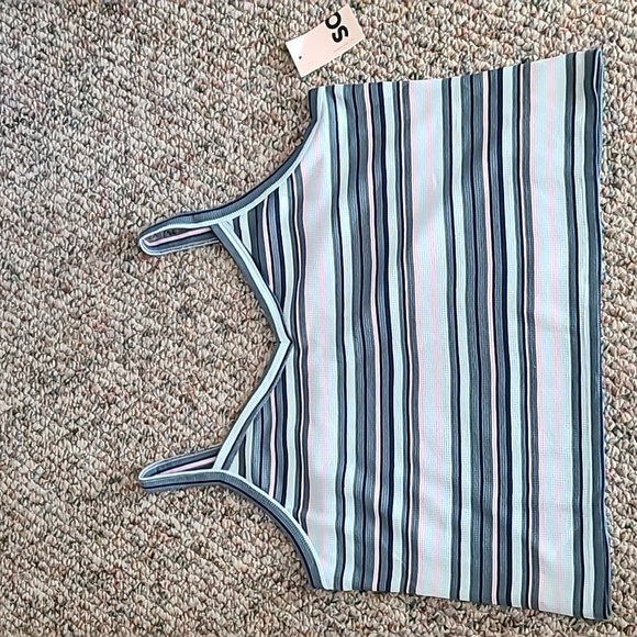 SO BRAND WOMENS PLUS JUNIOR SIZE SUMMER PINK STRIPED "WAFFLE" TANK SIZE 2X - Picture 2 of 15